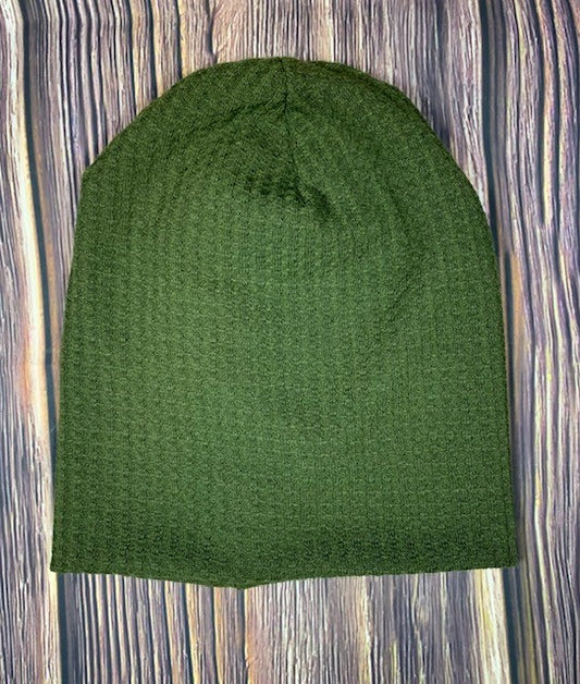 Army Green Waffle Slouchy Beanie