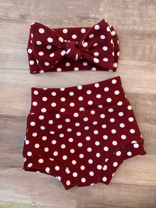 Burgundy Polka Dot