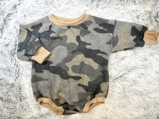 Camo Fleece Sweater Romper